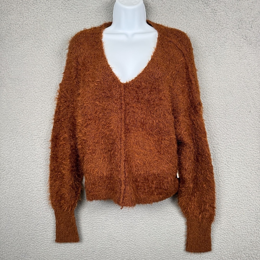 Free People Sweater Womens XS Brown‎ Icing V Pullover Mocha Java Comfort Boho